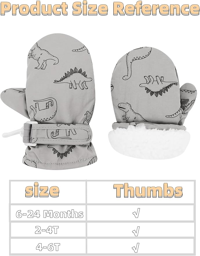 Toddler Gloves Kids Mittens Winter Warm Lined Fleece Gloves Waterproof Snow Baby Mitten for Boys Girls-BubblyBeeBaby