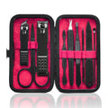 Manicure Set 9 in 1 Stainless Steel, Nail Clippers Scissors Pedicure Tools Kit - Portable Travel Grooming Kit for Men and Women with Leather Case (Red-BIG Nail Clipper)
