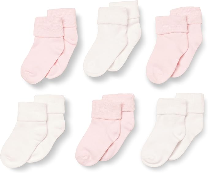 Amazon Essentials Baby Socks, Unisex, Turn Cuff, 6 Pairs-BubblyBeeBaby