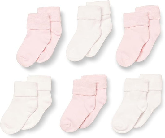 Amazon Essentials Baby Socks, Unisex, Turn Cuff, 6 Pairs-BubblyBeeBaby