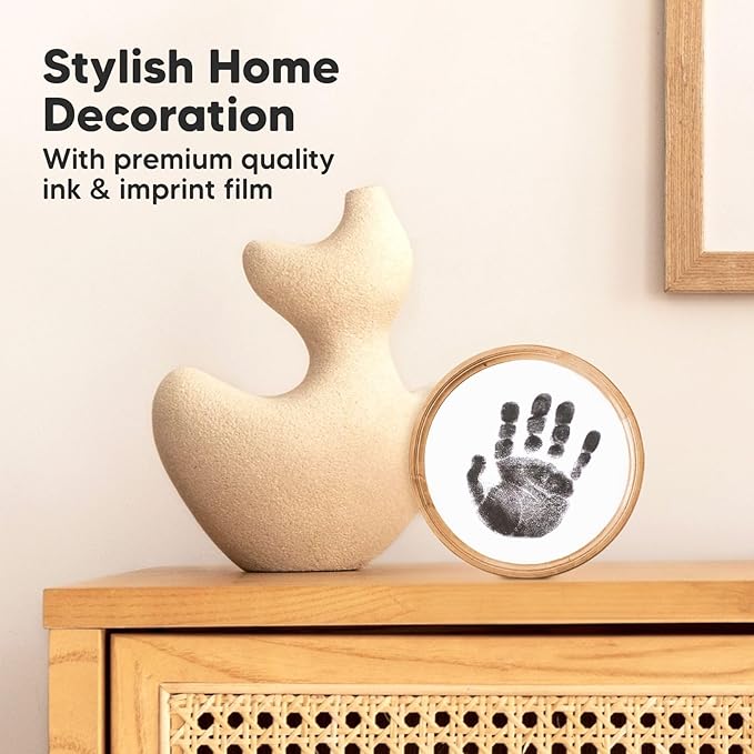 2-Pack Round Inkless Baby Hand and Footprint Kit - Mess Free Ink Pad for Newborn Keepsake, Dog Nose & Paw Print Kit, Clean Touch Ink Pad for Baby Hand & Footprints,Ideal New Mom Gifts (Jet Black)-BubblyBeeBaby