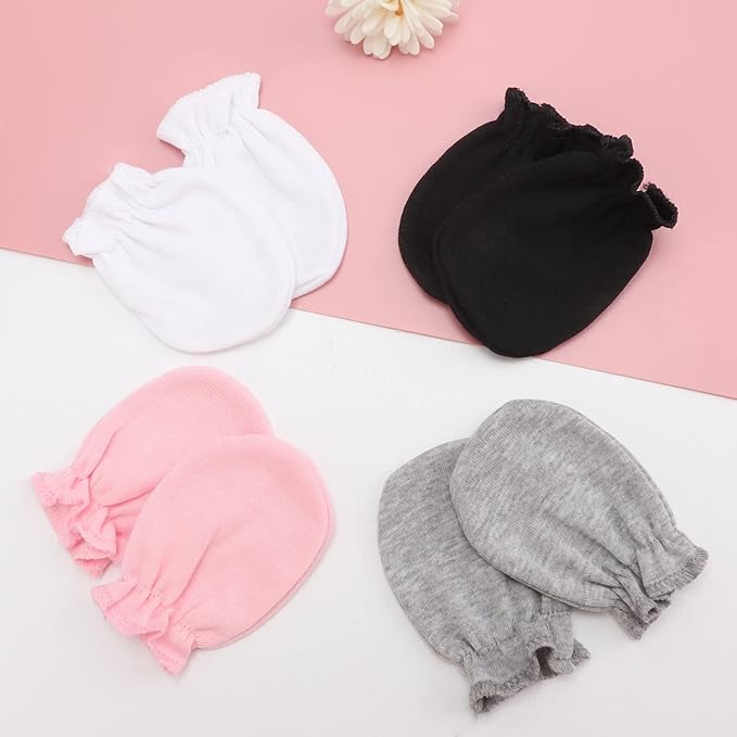 BQUBO Newborn Infant Toddler Mittens No Scratch Cotton Elastic Wrist Gloves Hypoallergenic for 0-6 Months Baby Boys Girls-BubblyBeeBaby