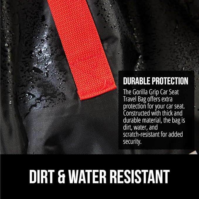 GORILLA GRIP Car Seat Travel Bag for Airplane Gate Check, Easy Carry Backpack Bags Cover Carseats, Infant Baby Carriers and Toddler Booster Seats for Airport, Child Air Travels Airport Essential, Red-BubblyBeeBaby