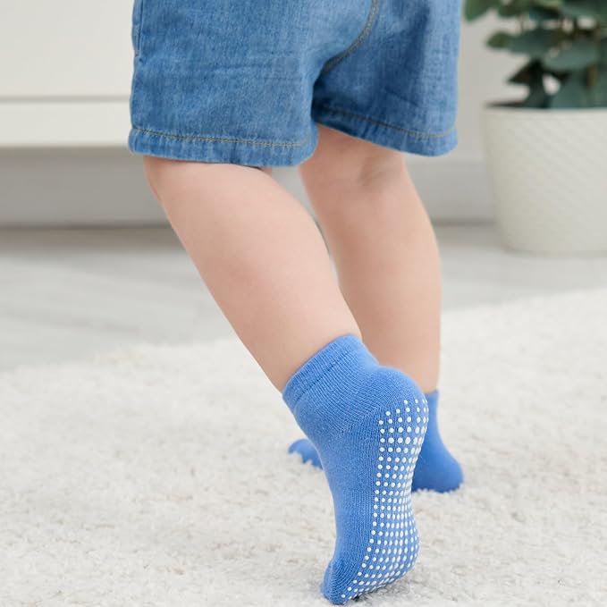 Zaples Baby Non Slip Grip Ankle Socks with Non Skid Soles for Infants Toddlers Kids Boys Girls-BubblyBeeBaby