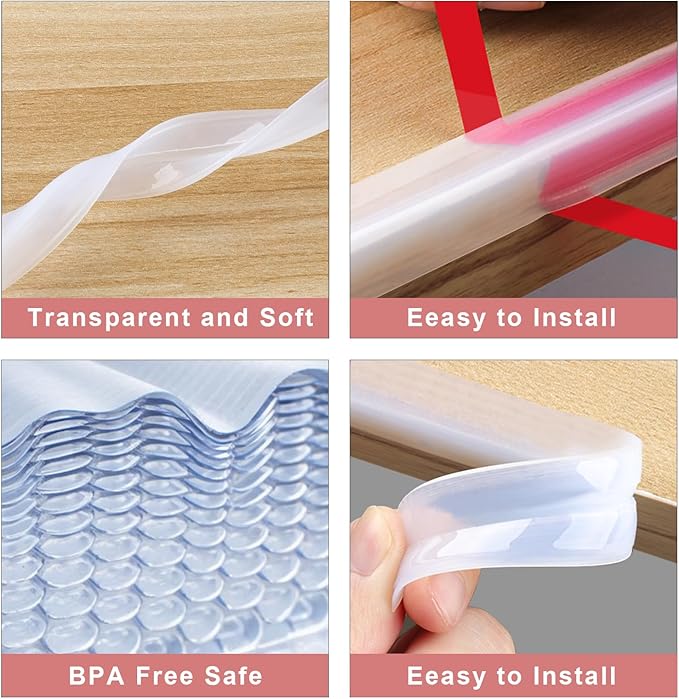 100% Silicone Corner Protectors,Corner Protector Baby Proofing,Soft Edge Protector,Furniture Corner Guard & Edge Safety Bumpers with Strong Adhesive for Furniture&Sharp Corners-BubblyBeeBaby