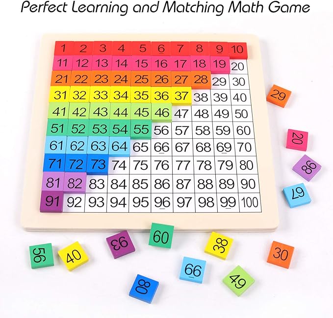 Wooden Montessori Math Counting Hundred Board Toys, 1-100 Consecutive Numbers Learning & Educational Game Toy for Kids Toddlers 3 Year Old with Storage Bag-BubblyBeeBaby