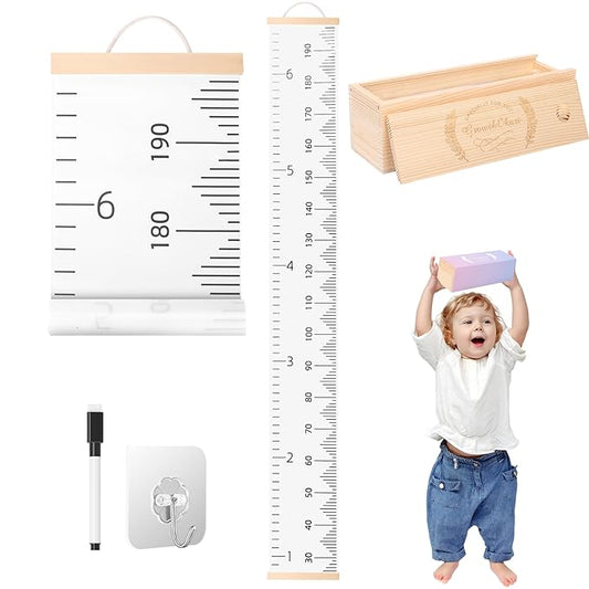 Height Chart for Kids Growth Chart for Wall Kids Height Wall Chart Kids Growth Chart Wall with Keepsake Box Height Measurement Wall Ruler Baby to Child Growth Tracker Neutral Nursery Wall Decor-BubblyBeeBaby