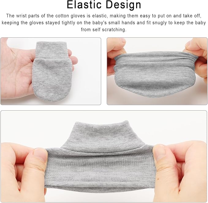 Newborn Baby Mittens No Scratch Cotton Elastic Wrist Gloves Infant Toddler Mittens for Baby Boy Girl 0-6 Months-BubblyBeeBaby