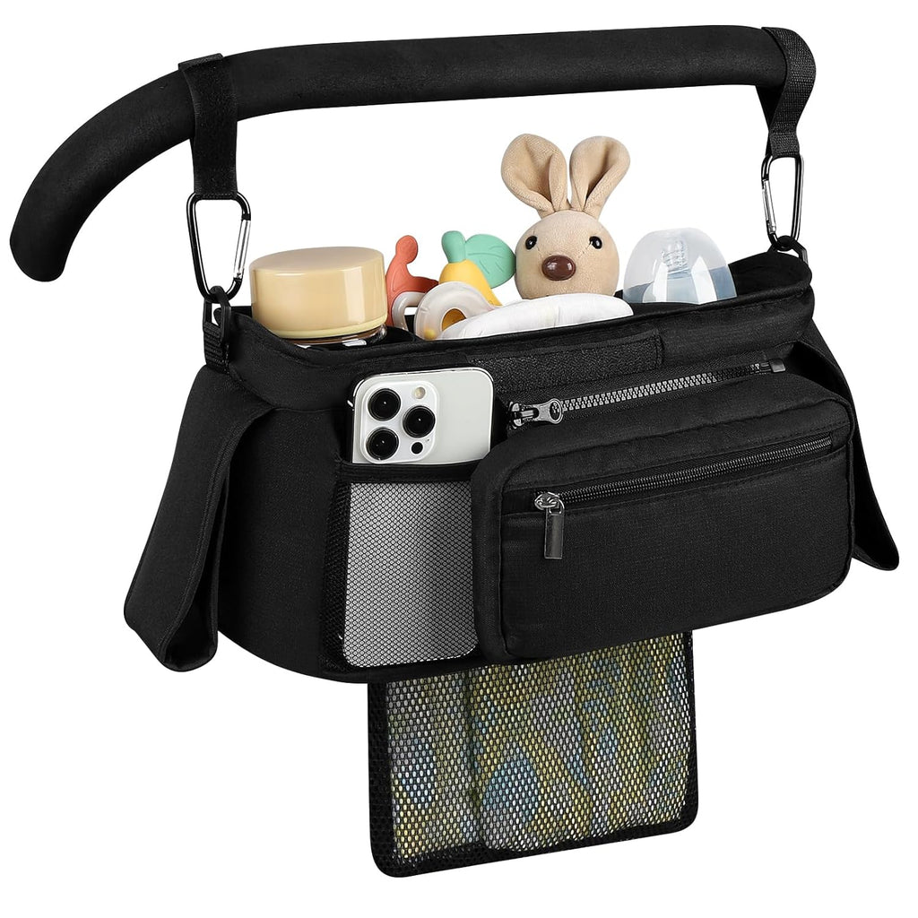 Accmor Universal Stroller Organizer with Insulated Cup Holder Detachable Phone Bag and Shoulder Strap,Stroller Bag Caddy Organizer Fits for Uppababy, Baby Jogger, Britax Strollers