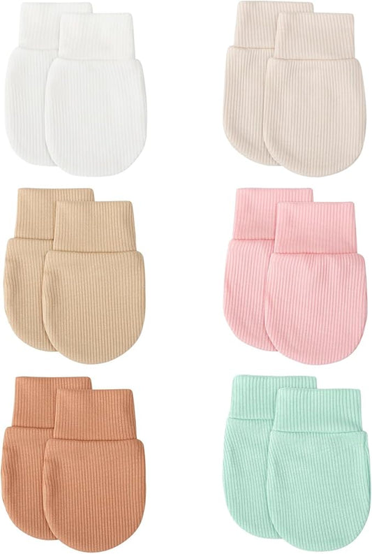 BQUBO 6 Pairs Newborn Baby Boys Girls Mittens 0-6 Months Unisex-Baby Infant Mittens Elastic No Scratch Wrist Gloves-BubblyBeeBaby