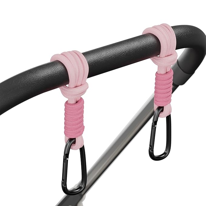 SURDOCA Baby Stroller Hooks, Stroller Clips and Hooks for Diaper Bag, Mommy Bag Hook for Stroller Heavy Duty, Universal Stroller Hanger and Strap, Stroller Accessories for Mom-BubblyBeeBaby
