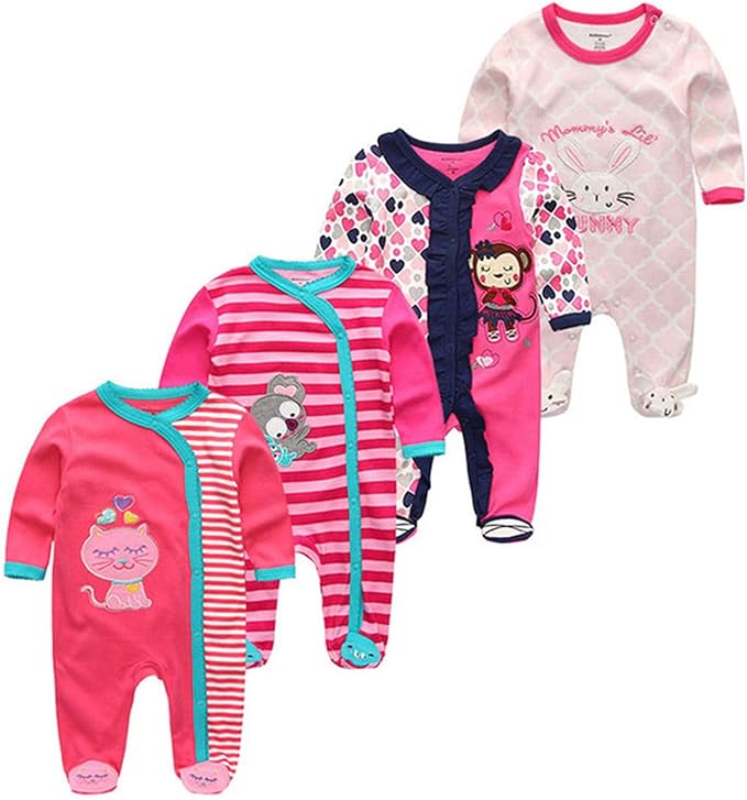 Kiddiezoom Baby and Toddler Boys'Snug Fit Footed One-Piece Romper Jumpsuit Cotton Cotton Footed Outfit-BubblyBeeBaby