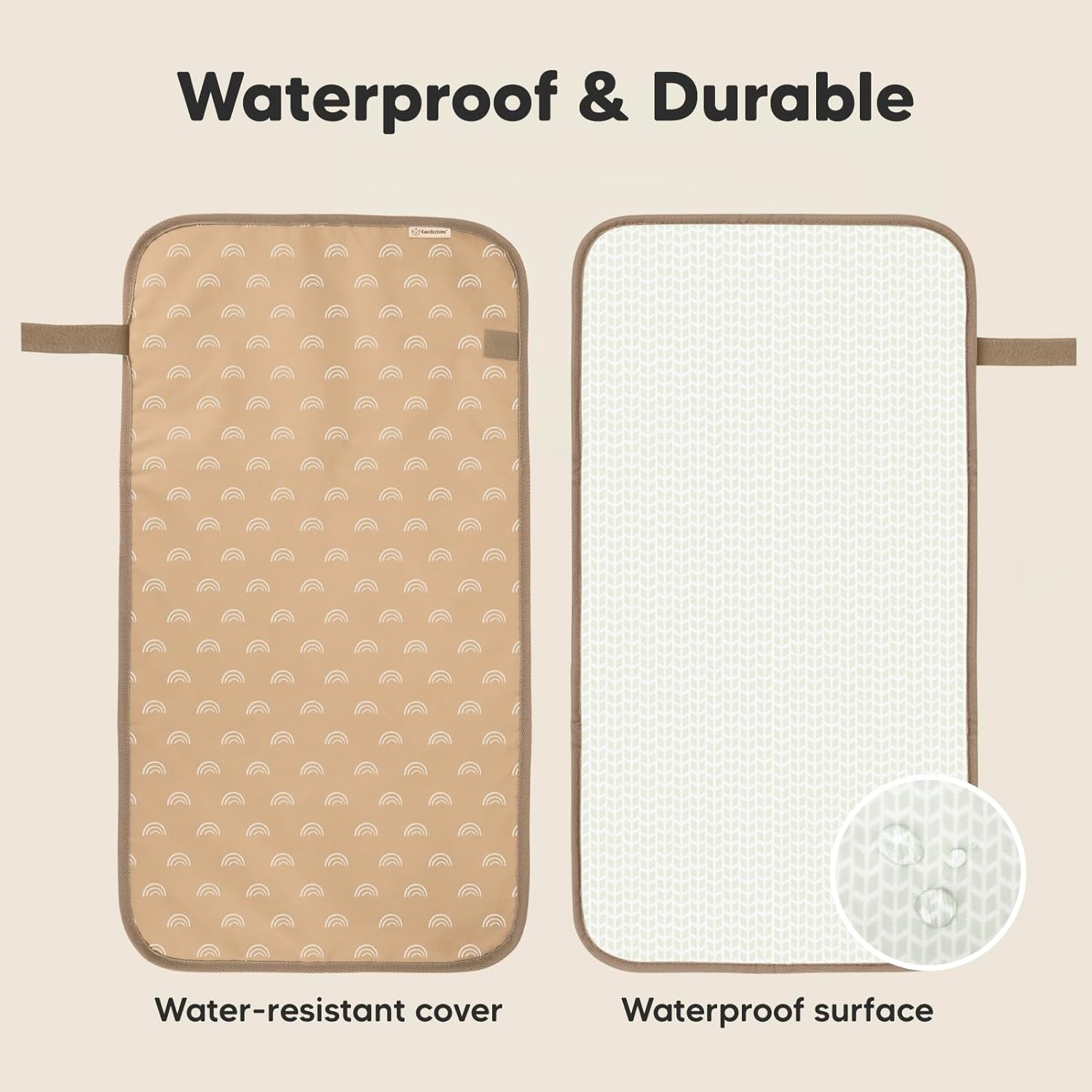 KeaBabies Portable Diaper Changing Pad, Easy Wipe Clean - Foldable Waterproof Baby Changing Mat for Diaper Bag, Compact, Lightweight, 25x13 Baby Changer Travel Essential, Machine Washable (Rainbow)