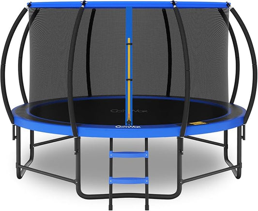 14FT 12FT 10FT 16FT Trampoline with Safety Enclosure, Anti-Rust Coating – ASTM Certified, Heavy-Duty Outdoor Trampoline with Ladder – for Kids & Adults-BubblyBeeBaby