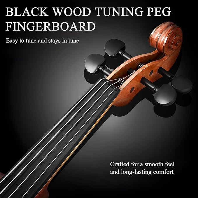 1/8 Violin for Beginner, Kids Violin for Students, Complete Kids Violins Set with Case, Bow, Rosin, Ideal for Kids Violins Beginner Ages 4-5, Natural-BubblyBeeBaby