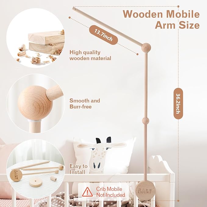 JETMHH Baby Crib Mobile Arm Holder - 36 Inch Large Version Safe Anti Slip Baby Mobile Hanger-BubblyBeeBaby