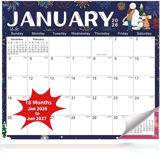2026 Magnetic Fridge Calendar 18 Monthly Magnetic Calendar for Refrigerator 2026 Wall Calendar Planner Runs from January 2026 Until June 2027 Easy Organizing Markers Tearable (Festive)-BubblyBeeBaby