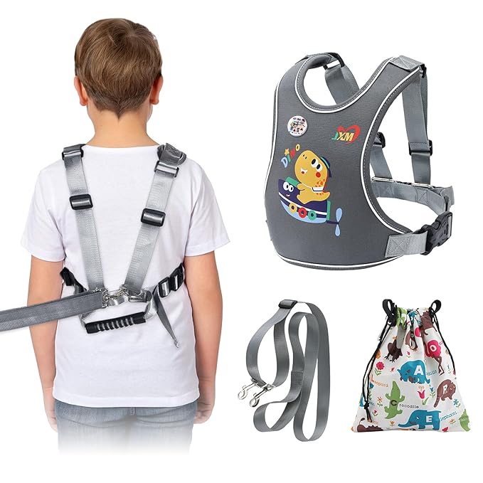 2025 New Safety Harness for Autism and Special Needs Child (3-6 yrs), Anti-Elopement Vest Harness with Light Reflector and Grab Handle for Active, Autistic ADHD Kids,Adjustable Tether Leash with Pouch-BubblyBeeBaby