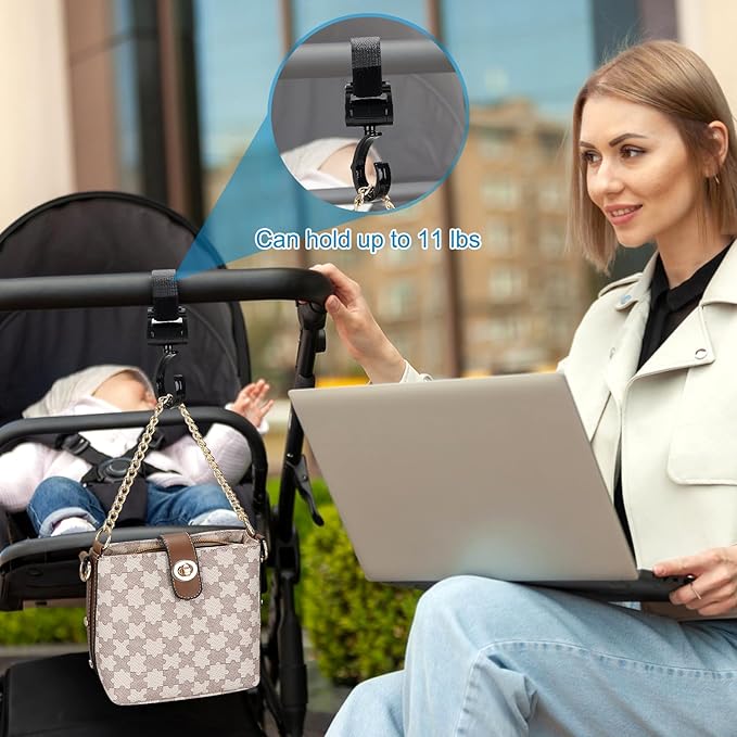 Accmor Stroller Cup Holder with Hook, Bike Cup Holder, Universal Cup Holder for Uppababy Nuna Doona Strollers, 2-in-1 Cup Phone Holder for Stroller, Bike, Wheelchair, Walker, Scooter-BubblyBeeBaby