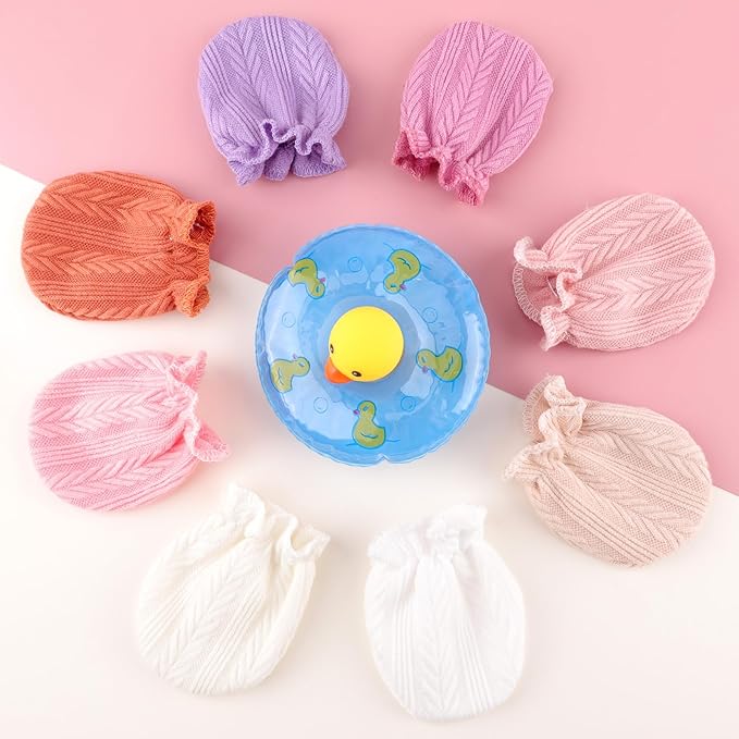 BQUBO Newborn Infant Toddler Mittens No Scratch Cotton Elastic Wrist Gloves Hypoallergenic for 0-6 Months Baby Boys Girls-BubblyBeeBaby