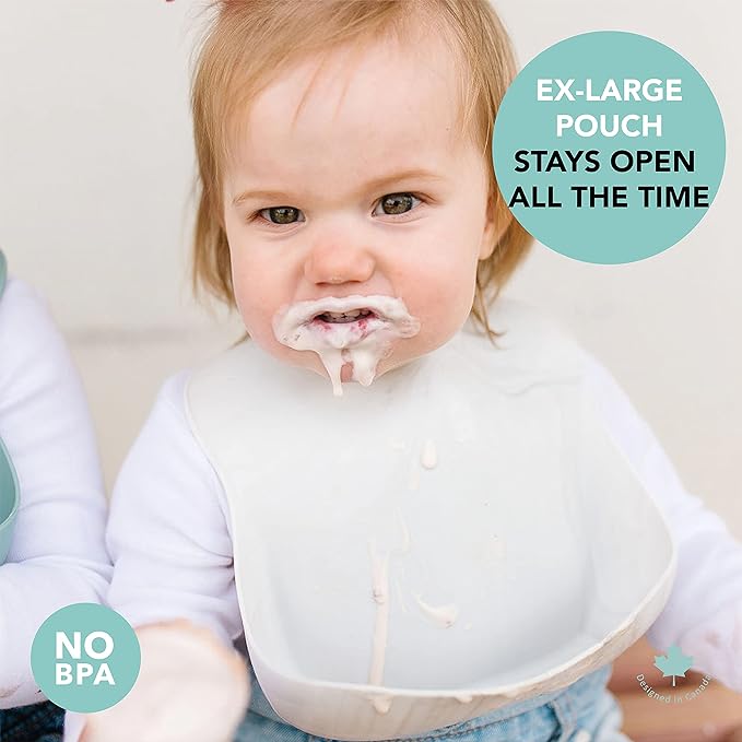 Loulou Lollipop Soft, Waterproof Silicone Feeding Bib-BubblyBeeBaby