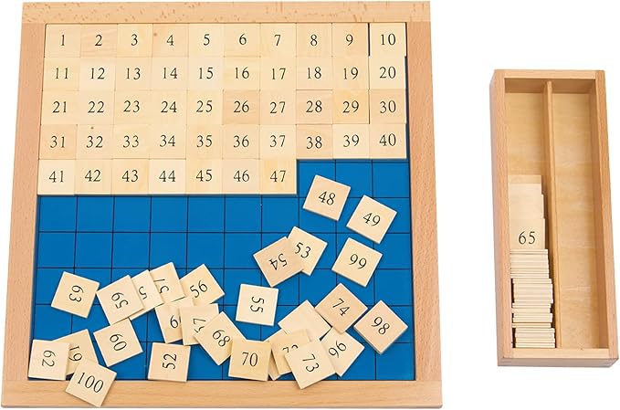 Montessori Toys for 3+ Year Old Hundred Board, Consecutive Counting Numbers 1-100 for Learning & Educational Toy- Math Games Board,Montessori Math Materials for Large Size 13.7" X 13.7 "X 0.4"-BubblyBeeBaby