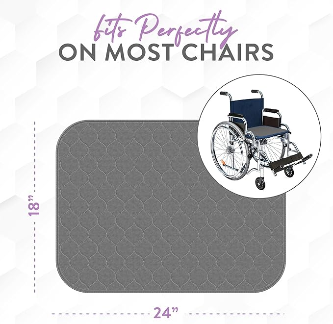 Inspire Underpads | Stain Hiding Gray Reusable Incontinence Bed Pads | Waterproof Mattress Pad | for Adults Babies and Dogs (18 X 24 - 3 Pack)-BubblyBeeBaby