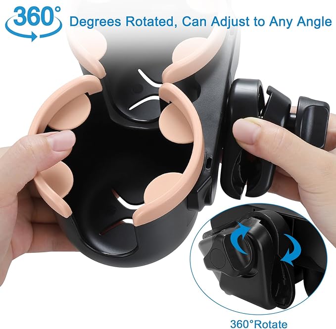 Accmor Stroller Cup Holder with Phone Holder, Bike Cup Holder, Universal Cup Holder for Uppababy Nuna Doona Strollers, 2-in-1 Cup Phone Holder for Stroller, Bike, Wheelchair, Walker, Scooter-BubblyBeeBaby