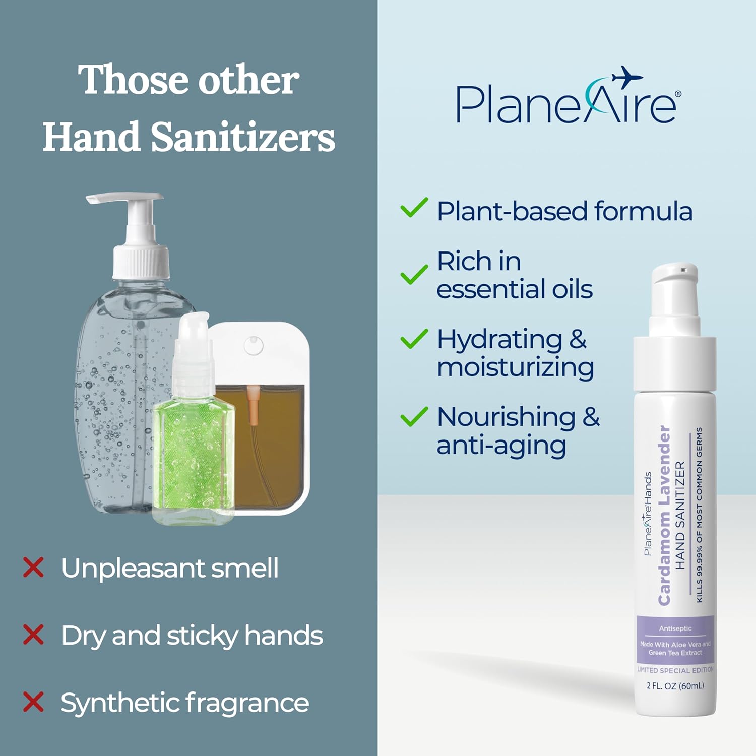 Relax & Rejuvenate Variety 3pk Hand Sanitizer | Cardamom Lavender Lotion, Tangerine Coriander Spray, Sandalwood Lotion | Travel Size | Made with Aloe Vera & Essential Oils | Rich in Vitamin E