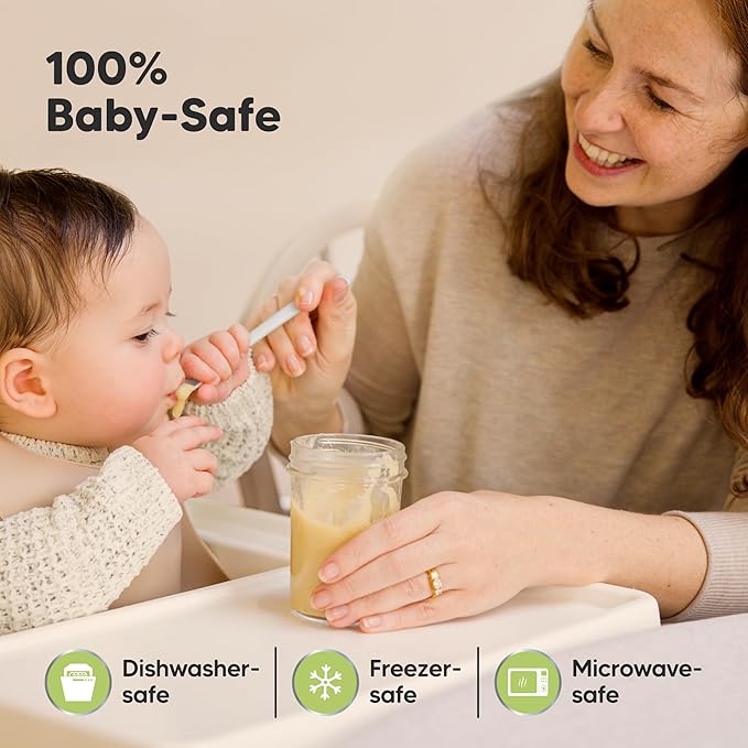 KeaBabies 4pk 8oz Glass Baby Food Containers with Lids - Leak-Proof, Microwavable Small Glass Jars, Baby Purees & Toddler Snack Storage Containers, BPA-Free, Dishwasher & Freezer Safe (Kea)-BubblyBeeBaby
