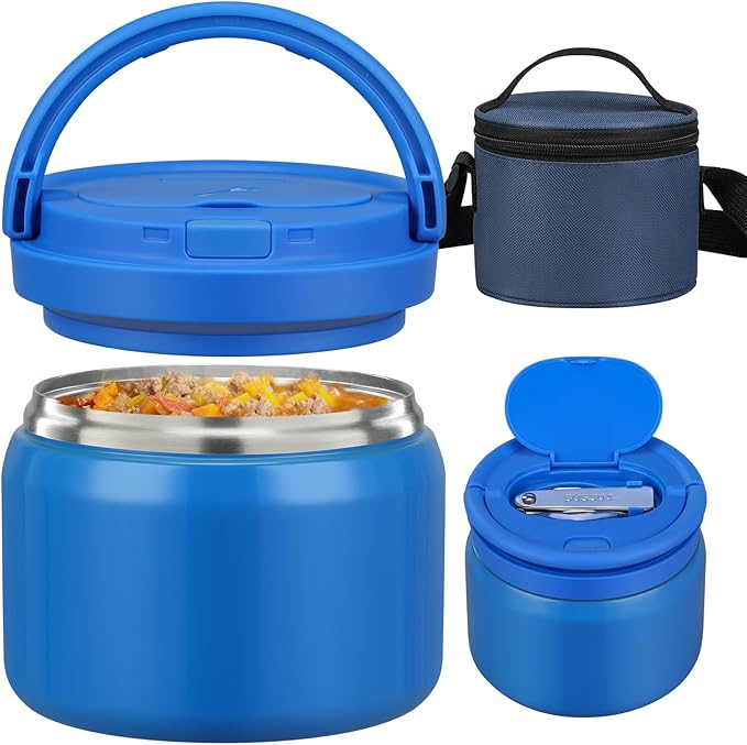 14oz Thermo Food Jar for Kids,Insulated Vacuum Food Jar for Hot & Cold Leak Proof Lunch Container Stainless Steel Wide Mouth Soup for School Travel-BubblyBeeBaby