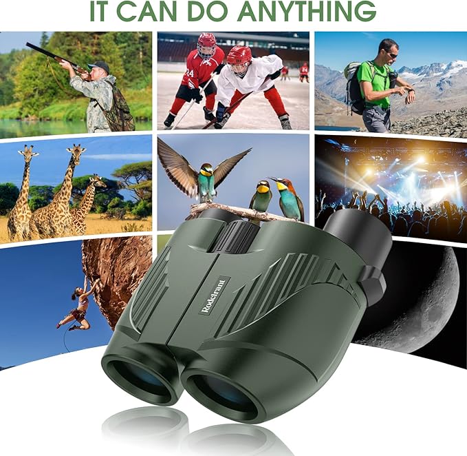 20X25 Compact Binoculars for Adults and Kids,Large Eyepiece Waterproof Binocular，Easy Focus Small Binoculars for Bird Watching,Hiking and Concert, Green-BubblyBeeBaby