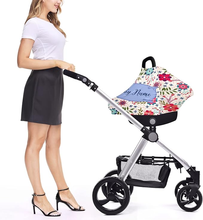 Baby Car Seat Stroller Cover Nursing Cover New Mom Breastfeeding Scarf Soft Stretchy Infant Carrier Cover Car Canopy Coverage-BubblyBeeBaby