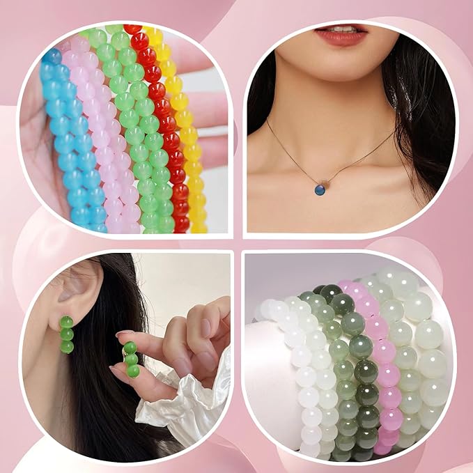 JULIMAIDONG 6mm Glass for Bracelets 1400pcs, 24 Colors Round Crystal Glass Bracelet Making Kit for Jewelry Making Kits Bead DIY Crafts with Spacer Charms Accessories (6mm, 24Color)-BubblyBeeBaby