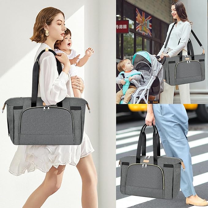 ITIEZY Diaper Bag Tote for Baby - Large Mommy Bag with Portable Changing Pad Pacifier Case, Hospital Bags Travel Baby Bag-BubblyBeeBaby