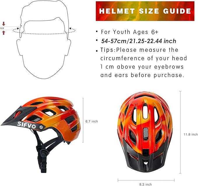 Kids Bike Helmet, SIFVO Kids Helmet 8+ Boys and Girls Bike Helmet with Cool Visor, Bike Helmets for Kids, Youth Bike Helmet Kids Mountain Bike Helmet Lightweight and Sturdy【55-58cm】-BubblyBeeBaby