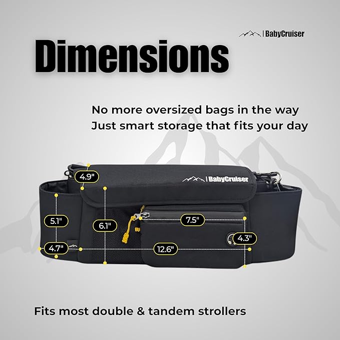 Stroller Caddy Double Stroller Organizer with Cup Holder Phone Pocket Changing Mat Straps Mounted 2 x Stroller Water Bottle Holder-BubblyBeeBaby