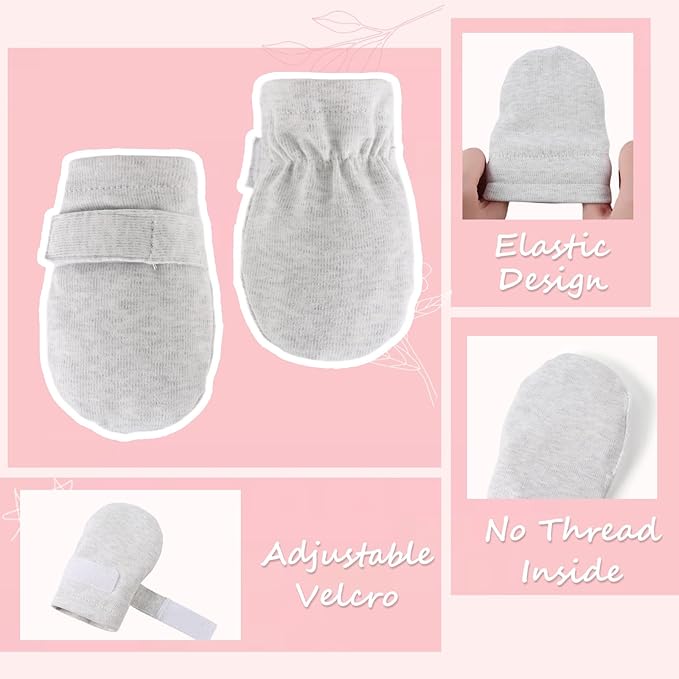 Newborn Baby Mittens Infant No Scratch Gloves Cotton Mitts for Baby Girls Boys-BubblyBeeBaby