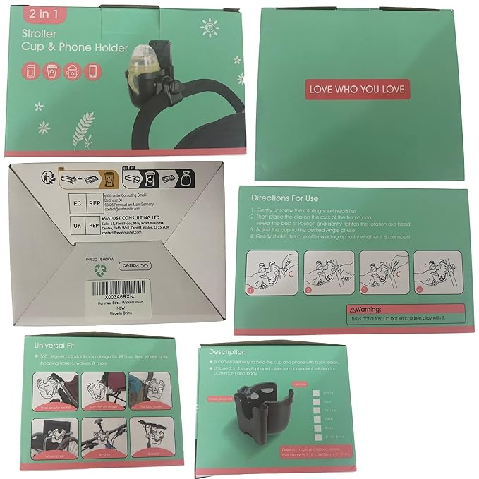 Suranew Adjustable Stroller Cup Holder with Phone Holder for Baby Stroller for Family Members-BubblyBeeBaby