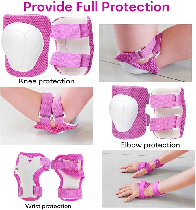 KAMUGO Kids Bike Helmet, Toddler Helmet for Ages 2-8 Boys Girls with Sports Protective Gear Set Knee Elbow Wrist Pads for Skateboard Cycling Scooter Rollerblading-BubblyBeeBaby