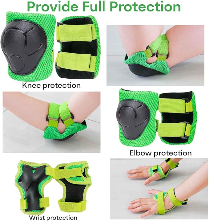 KAMUGO Kids Bike Helmet, Toddler Helmet for Ages 2-8 Boys Girls with Sports Protective Gear Set Knee Elbow Wrist Pads for Skateboard Cycling Scooter Rollerblading-BubblyBeeBaby