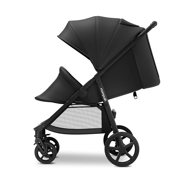 Mompush Nova Baby Stroller for Toddler, Infant & Newborn | Spacious Seat & Lie-Flat Mode | Compact One-Hand Fold, UPF 50+ Canopy & All-Wheel Suspension | Includes Rain Cover & Cup Holder-BubblyBeeBaby