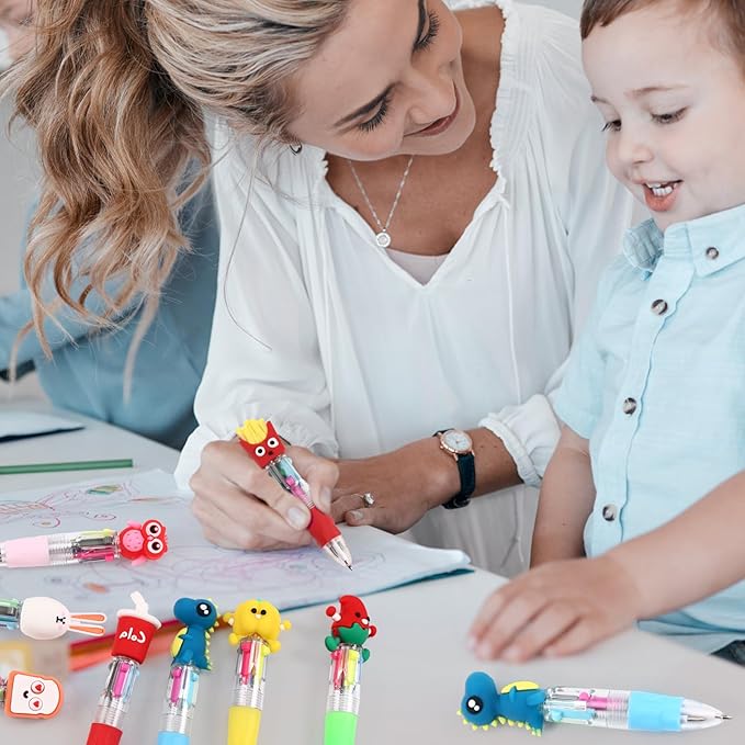 20Pcs Mini Multicolor Pens in One 4-in-1 Cute Pens Bulk for Kids, Fun Kawaii Ballpoint Pen for Birthdays and Children's Party Favors Gifts, Teacher School Supplies-BubblyBeeBaby