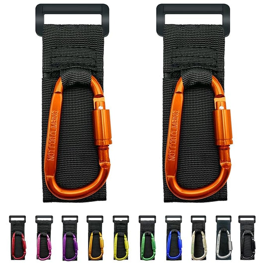 Baby Stroller Hook, Carry 30 lbs per Stroller Carabiner Clip, Adjustable Baby Stroller & Car Seat Hook for Hanging Diaper Bag, Wheelchair,Golf cart, Shopping and Pet Cart(2 Pcs Orange)-BubblyBeeBaby
