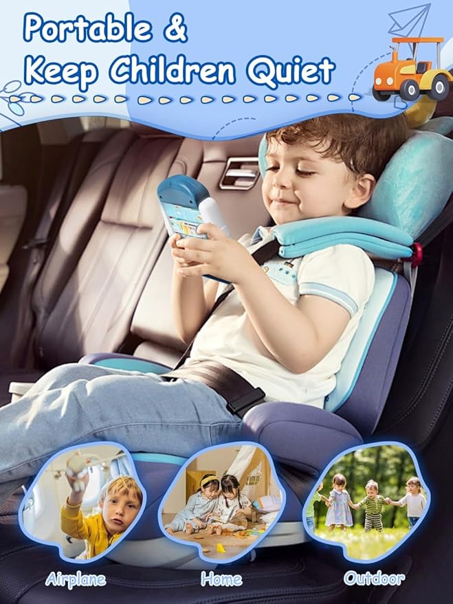 16-Piece Rotating Puzzles for Kids 4-6, Toddlers Puzzles 2-4, Road Trip, Airplane Activities Game, Travel Toys - Brain Teaser, Fine Motor Skills, Birthday Gifts Boys & Girls - Transportation-BubblyBeeBaby