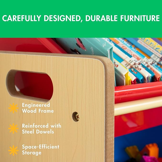 Humble Crew, Natural/Primary Kids' Toy Storage Organizer with 12 Plastic Bins, 34*35*15.5inch-BubblyBeeBaby