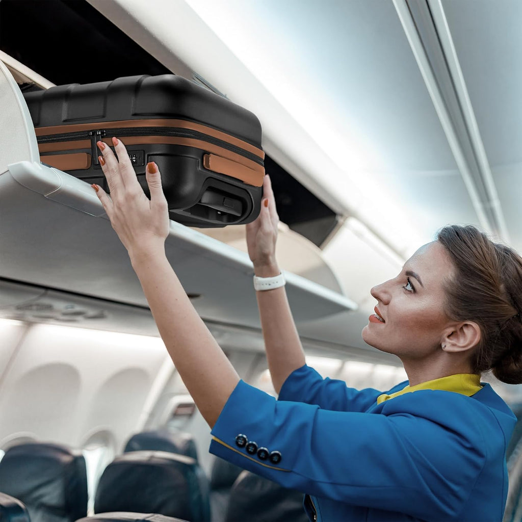 Hardside Carry On Luggage 22x14x9 Airline Approved with Spinner Wheels, Lightweight 20-inch Carry-On Suitcase for Men & Women, Black