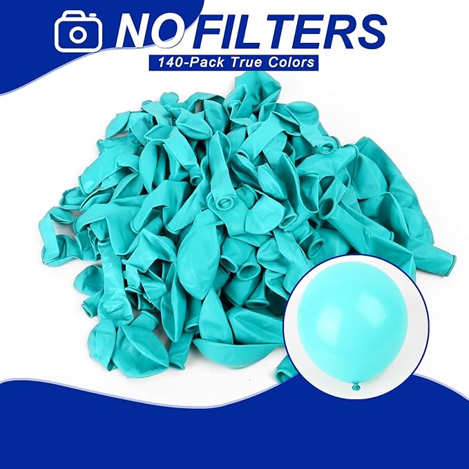 140pcs Cyan Blue Round Balloons Different Sizes 18 12 10 5 Inch Latex Balloons for Arch Decoration Party Balloon Kit for Graduation Birthday Party Wedding Balloon Baby Shower Decoration-BubblyBeeBaby