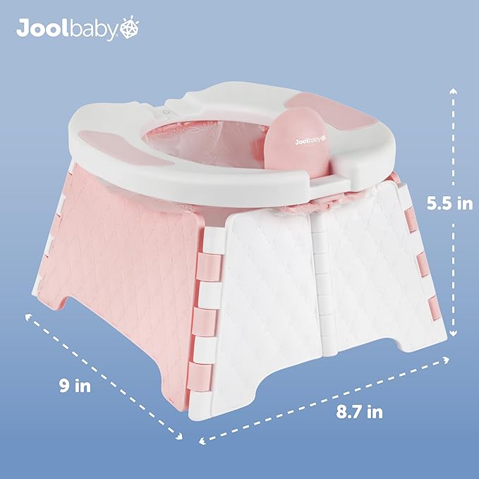 Jool Baby Portable Potty Training Chair with Travel Bag and 30 Liners, Foldable, Indoor/Outdoor Use, Camping (Pink)-BubblyBeeBaby