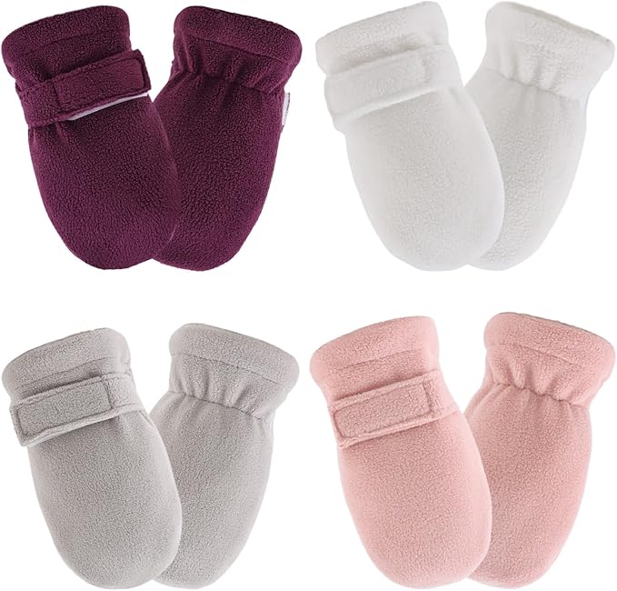 Zsedrut No Scratch Baby Mittens Toddler Infant Fleece Lined Gloves Winter Warm Mitten for Baby Boys Girls-BubblyBeeBaby
